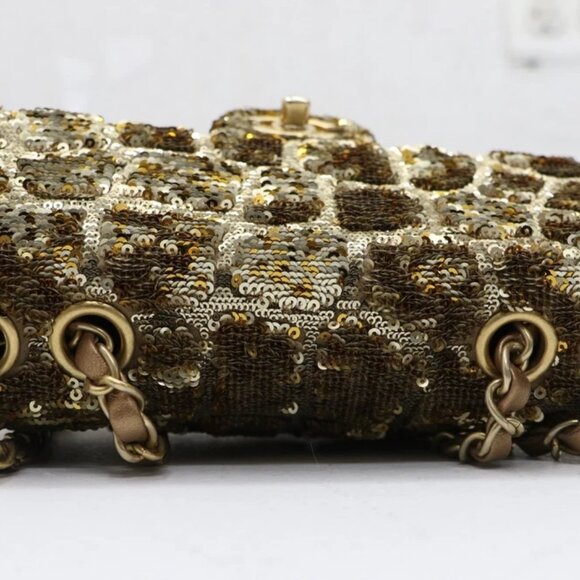 Chanel Small Sequin Quilted Single Flap Gold - Picture 6 of 12